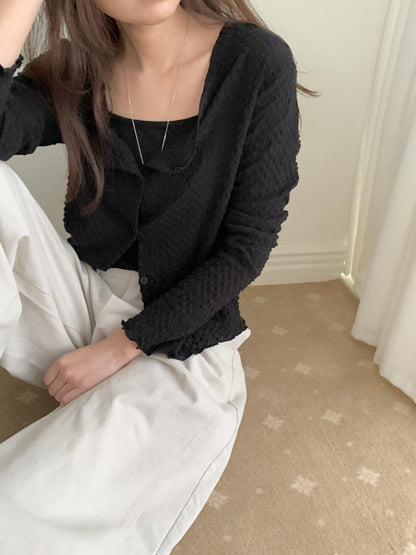 Crinkle Cotton Cami & Cardigan 2-Piece Set(3 colors)