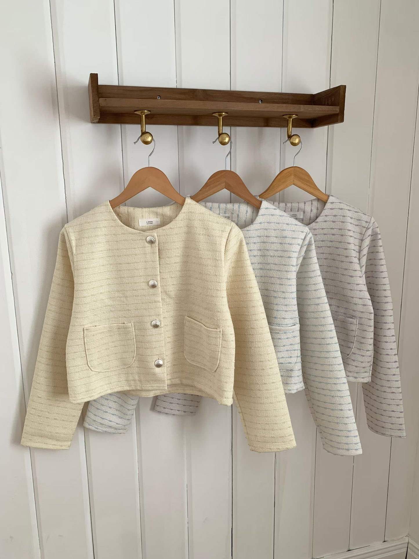 Pastel Horizontal Weave Tweed Jacket(3 colors)