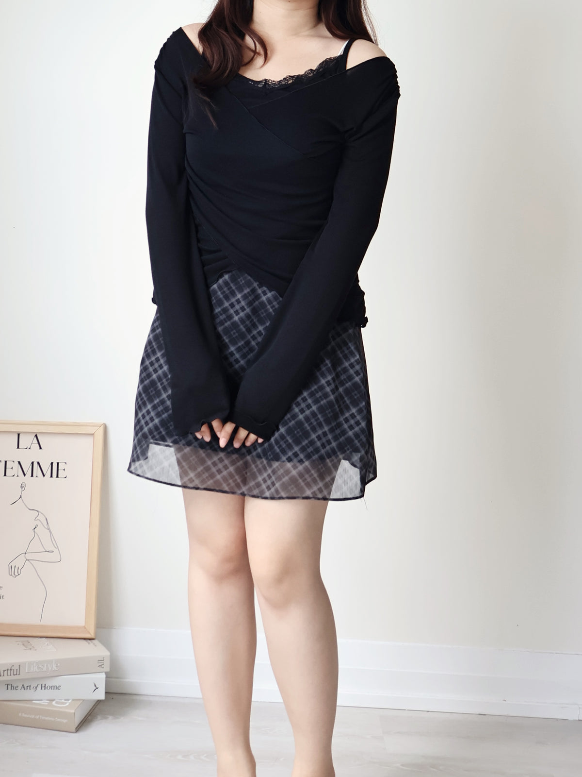 Romantic Lace Layered 2-Way Top(Black)