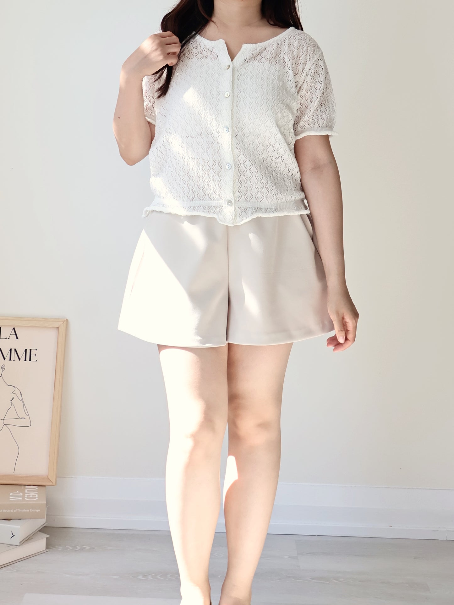 Holiday Vibe Diamond Openwork Knit Cardigan(Ivory)