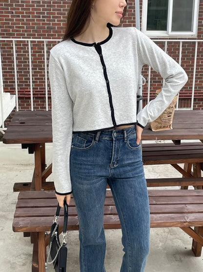 Minimalist Two-Tone Knit Cardigan(3 colors)
