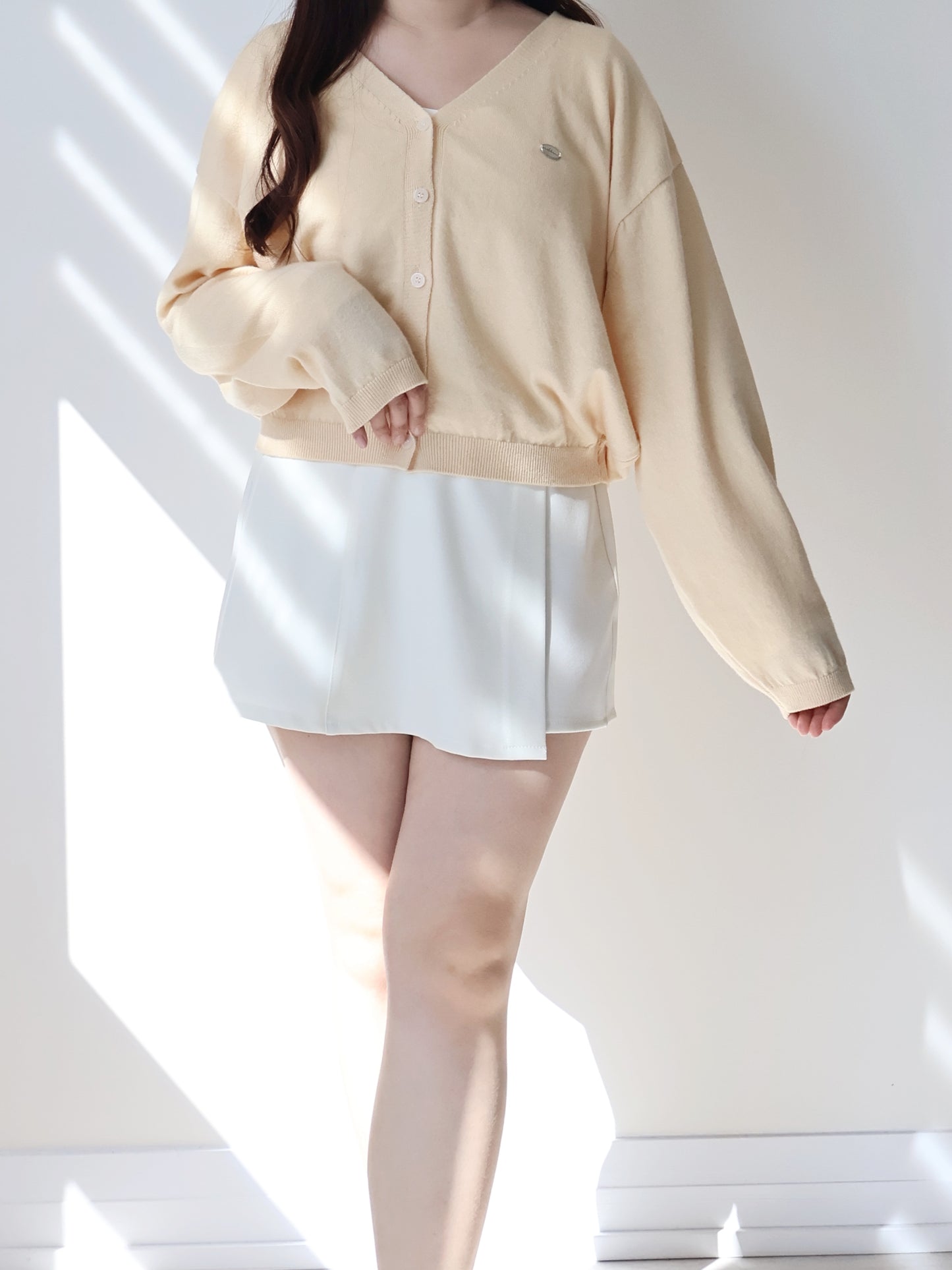 Premium Italy Cotton🇮🇹 Silver Badge Cardigan(Light Yellow)