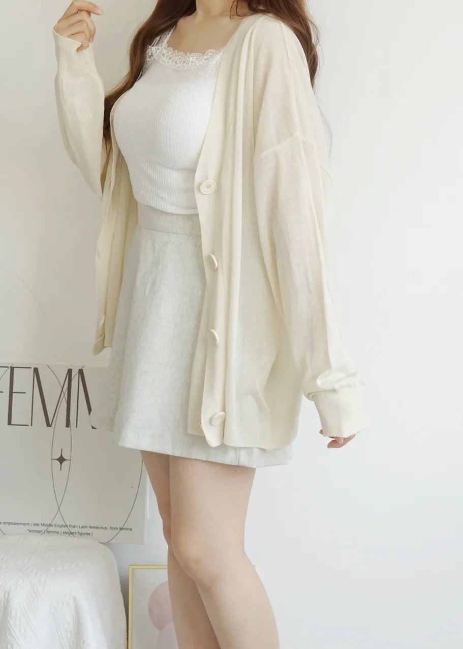 Oversized Sheer Ice Silk Sun-Protection Cardigan(Beige)