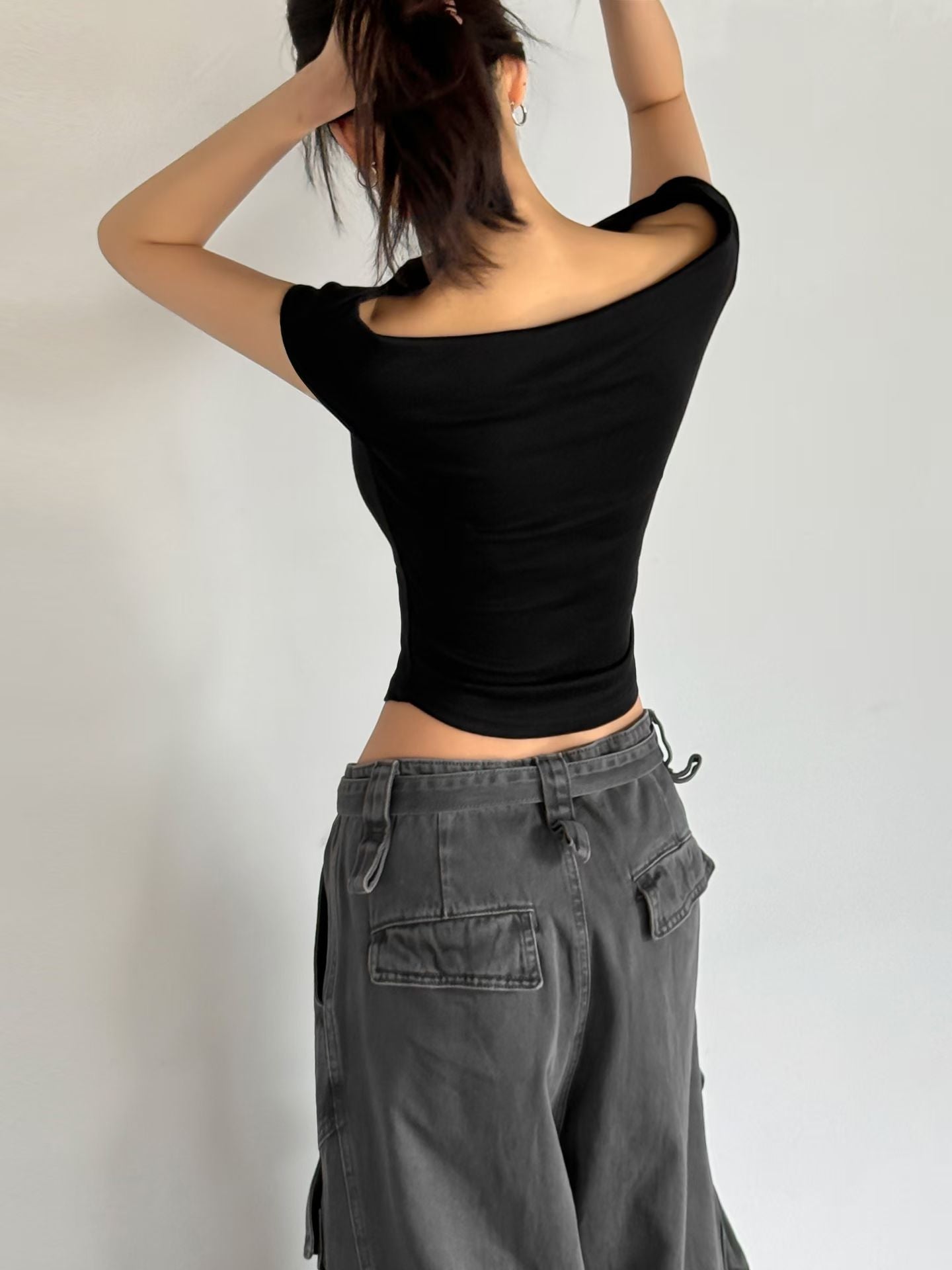 French Off-Shoulder Stretch Cotton Top(5 Colors)