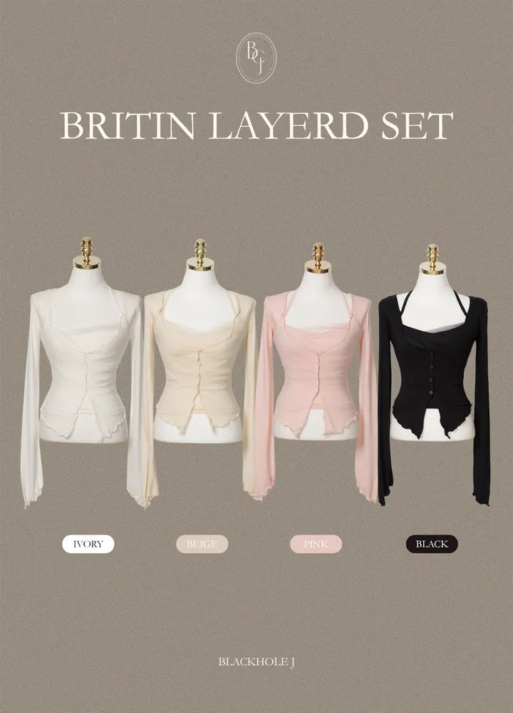Balletcore Sheer Layered Cami & Cardigan 2-Piece Set(4 colors)