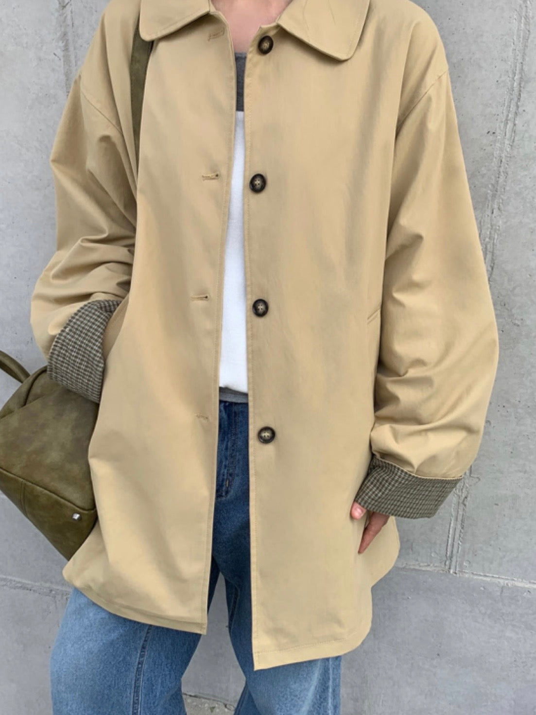 Plaid-lined Trench Coat(3 colors)