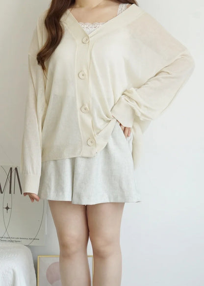 Oversized Sheer Ice Silk Sun-Protection Cardigan(Beige)