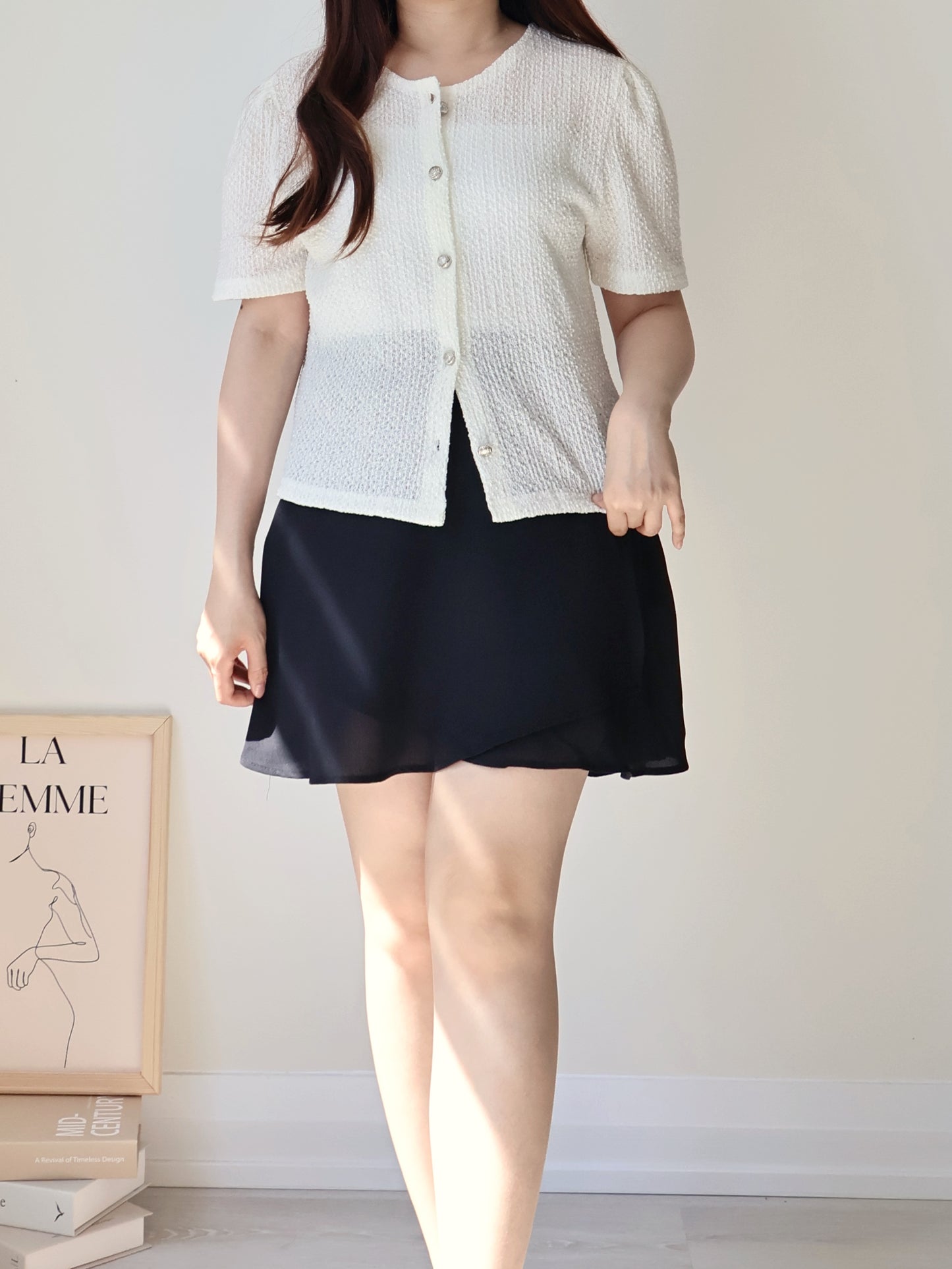 2-Way Elegant Textured Snowflake Cardigan(Ivory)