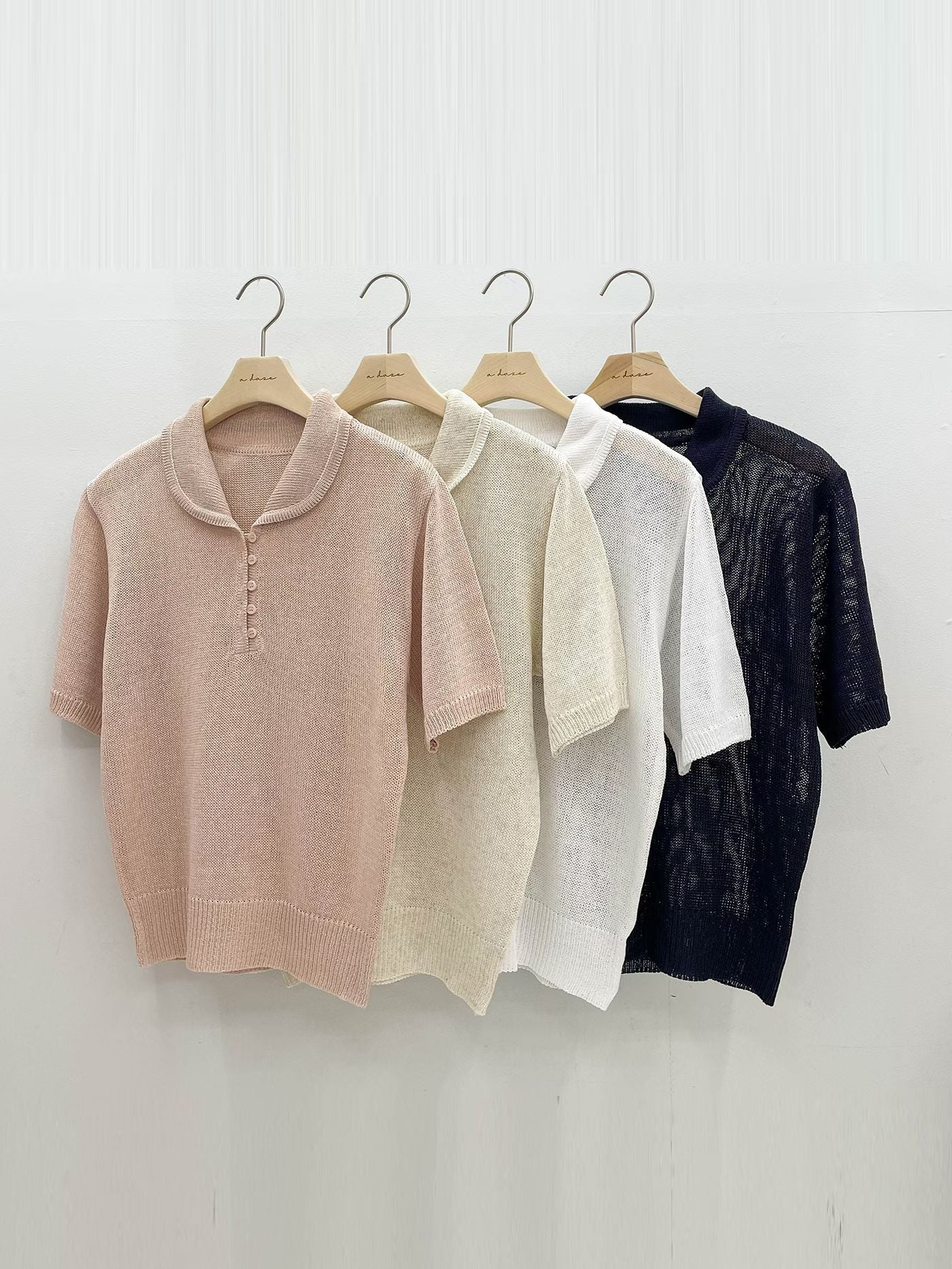 Sophisticated Collared Buttoned Lightweight Linen Knit Top(4 Colors)