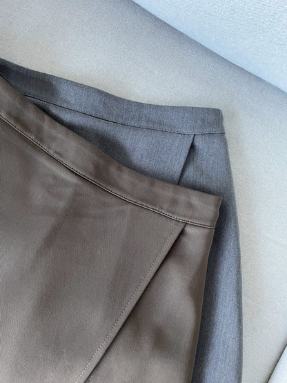 Sleek High Waist Zip Up Split Mini Skirts(Grey)