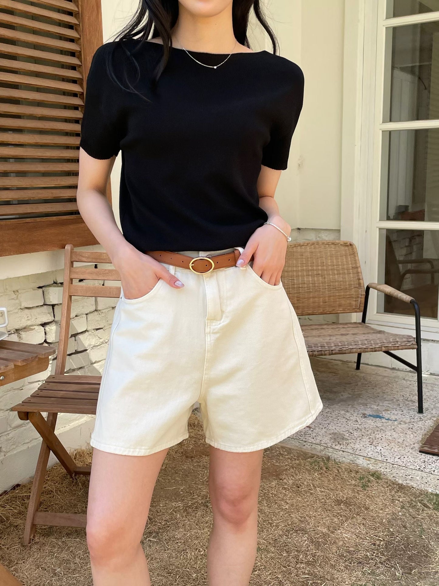 Slouchy Boatneck Knit Top(2 Colors)