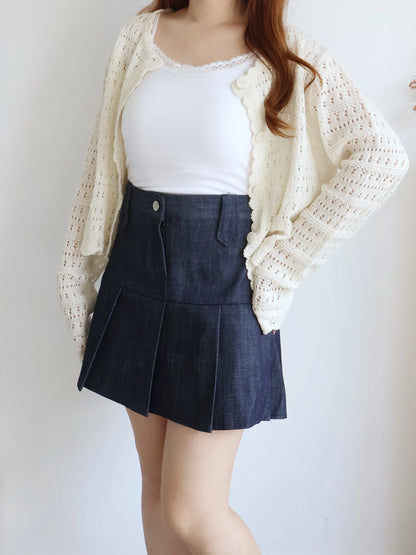 Romantic Lace-Trimmed Sheer Cardigan(Beige)