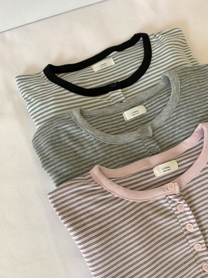 Henley Striped Top(3 colors)