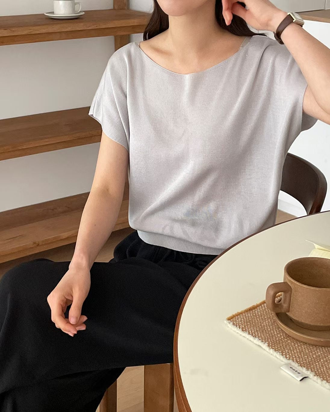 Slouchy Boat-Neck Lightweight Knit Top(5 colors)