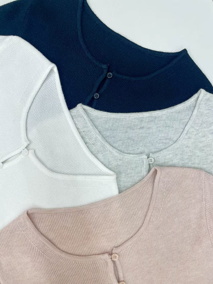 Layered Button-Knit Top(4 colors)