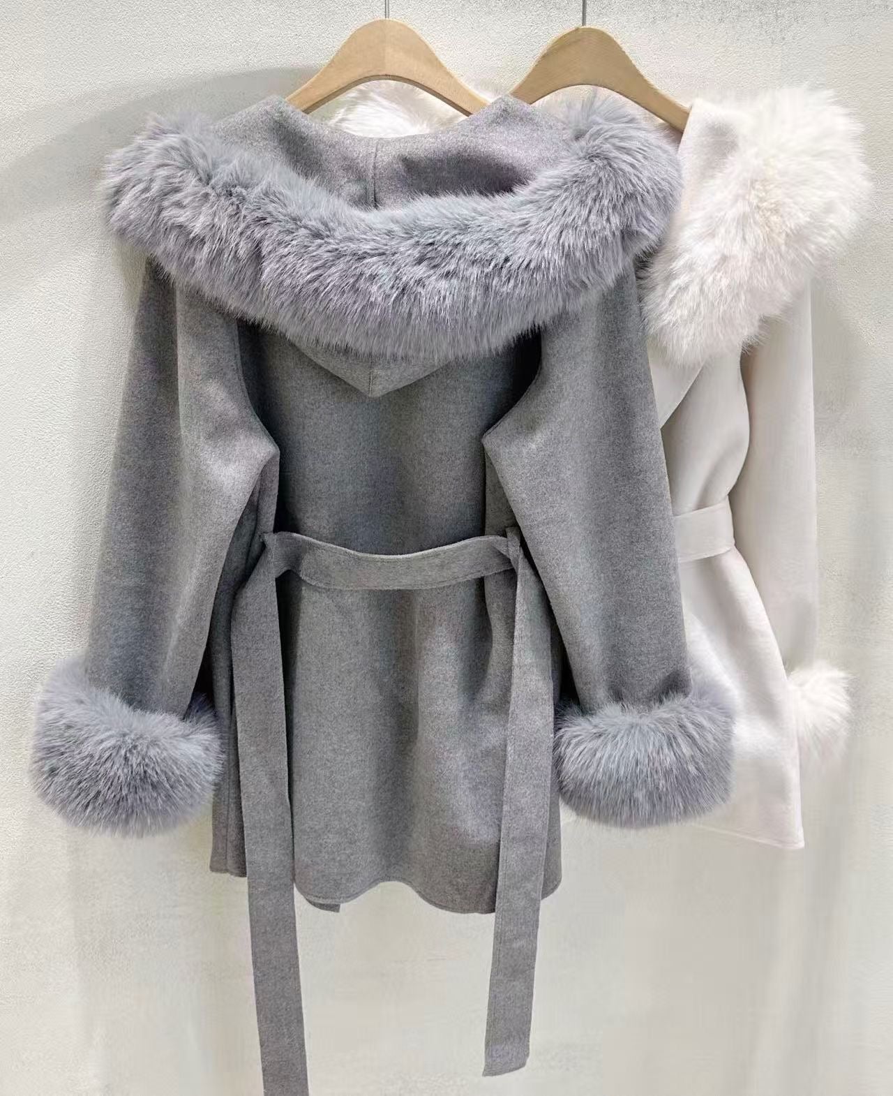 ［40% WOOL］Cozy Faux Fur Collar Warm Coat