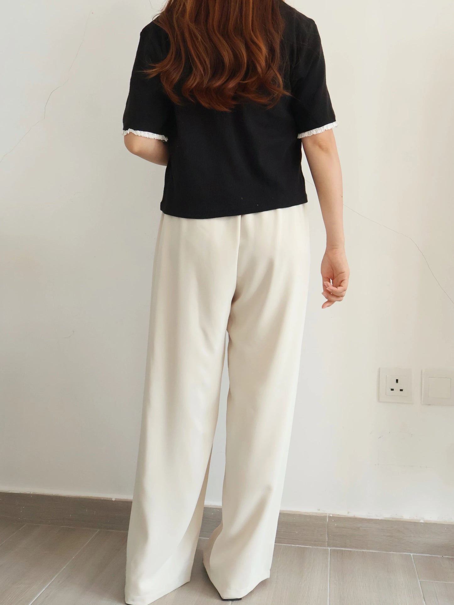 [Wrinkle-Free] -5KG Air-Flow Wide-Straight Slacks(Beige)