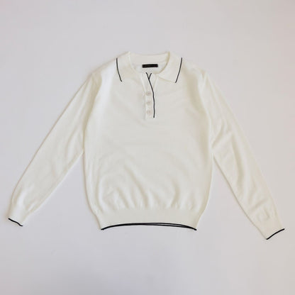 Collared Button-Up Piping Sweater(4 Colors)