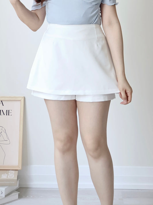 +5cm Leg-Elongating A-Line Tailored Skort(Ivory)
