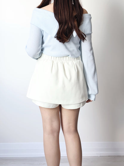 Wrinkle-Free Stretch Cotton A-Line Skort(Ivory)