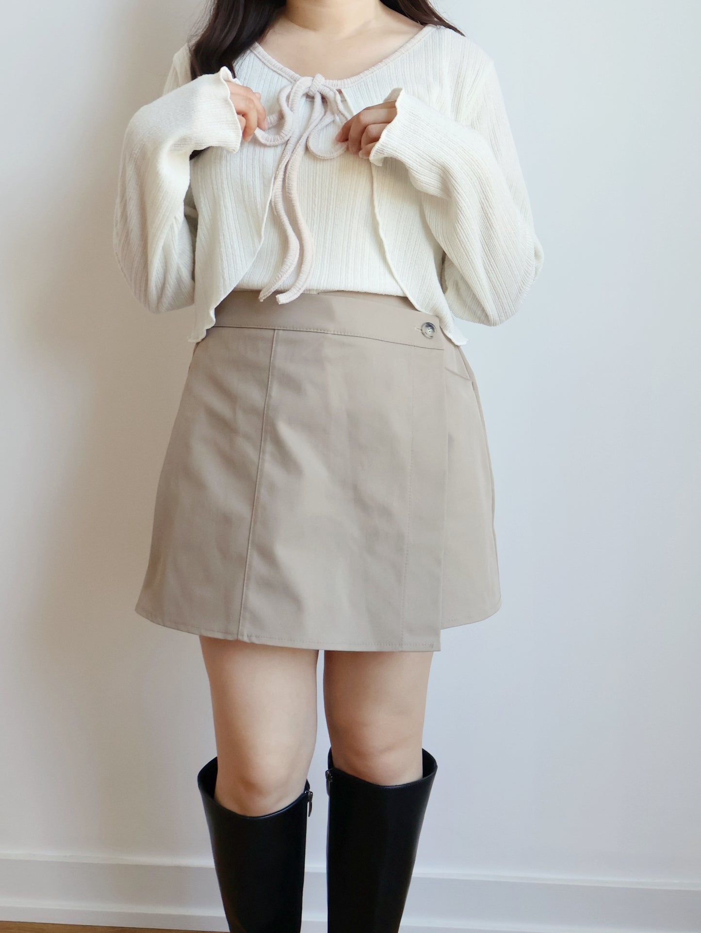 Milky Ribbon Two-Piece Set(Cream)