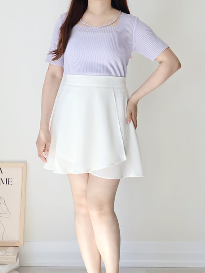 Flirty Square Neck V-Strap Ice Knit Top(Lavender)