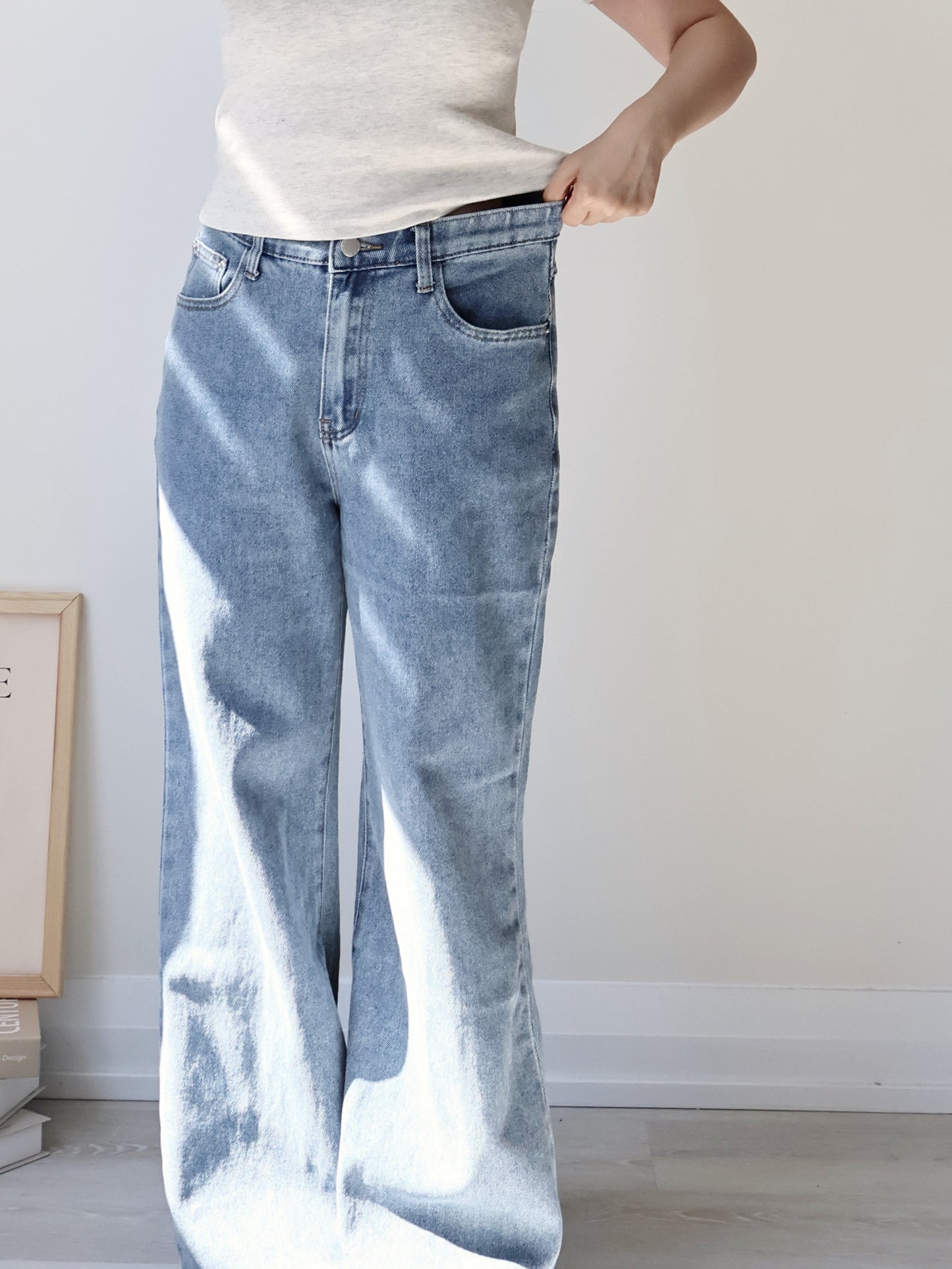 [S-2XL · 3 Lengths] Everyday Drape Tencel Blend Bootcut Denim Pants (Dusty Blue)