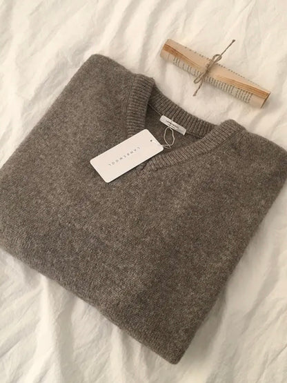 Lambswool Loose V-neck Sweater(9 colors)