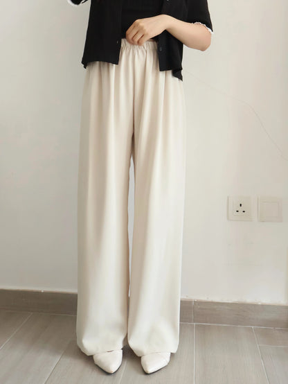 [Wrinkle-Free] -5KG Air-Flow Wide-Straight Slacks(Beige)