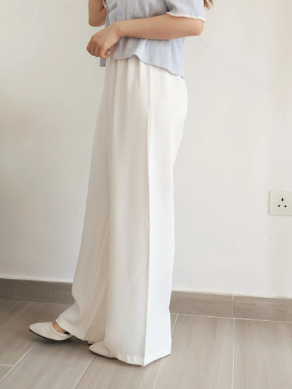 [Wrinkle-Free] -5KG Air-Flow Wide-Straight Slacks(Ivory)