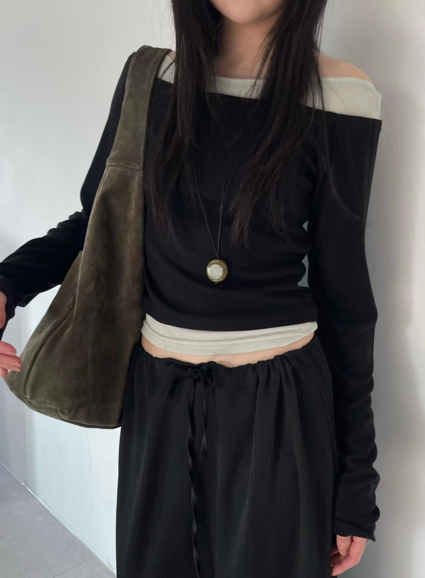 Boatneck Color-Block Layered Top(4 colors)