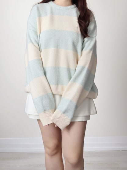 [10% FINE WOOL] Blueberry Yogurt Color-Block Sweater(3 colors)