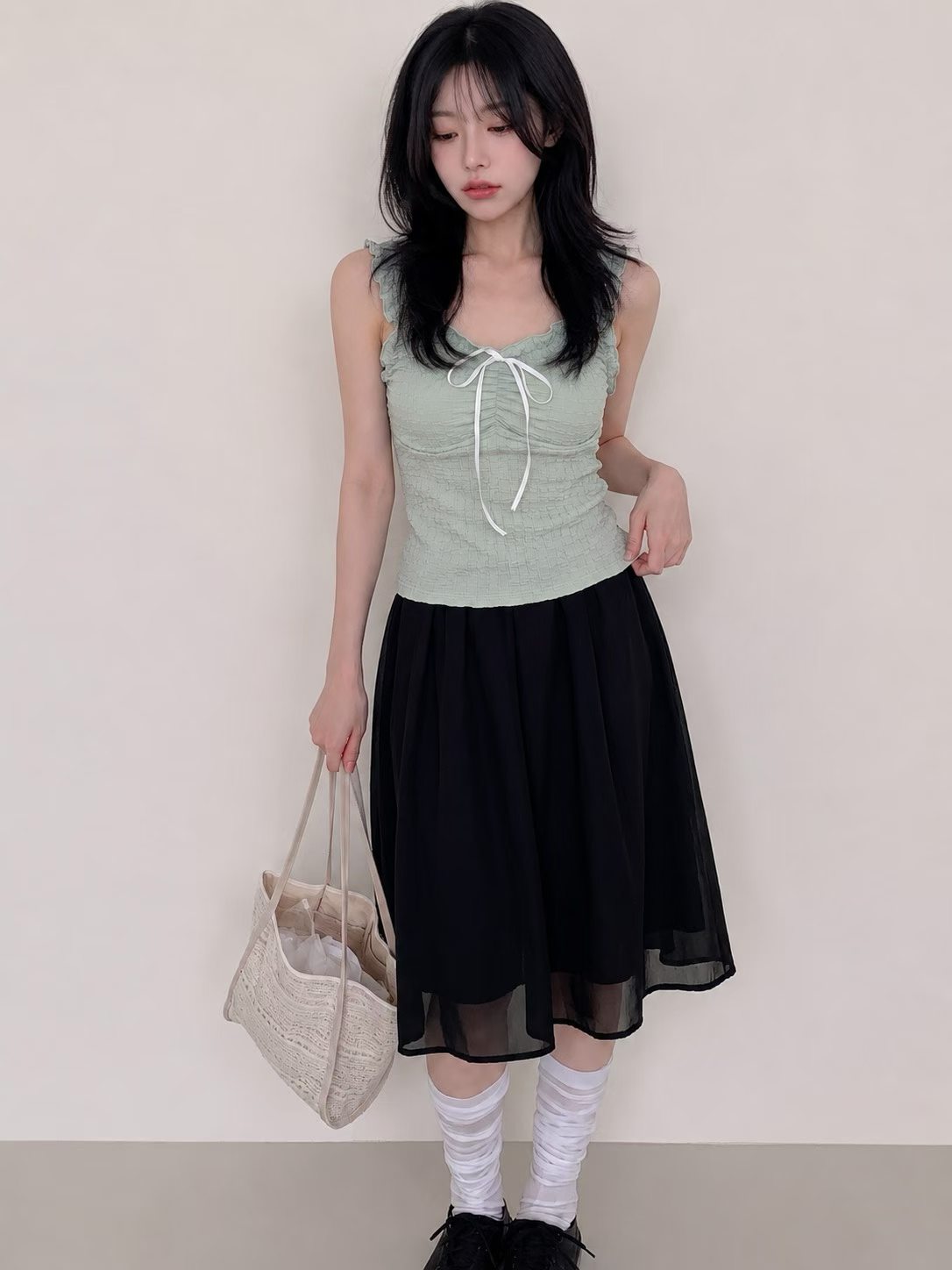 2-Way Seersucker Bow Tank Top(3 Colors)
