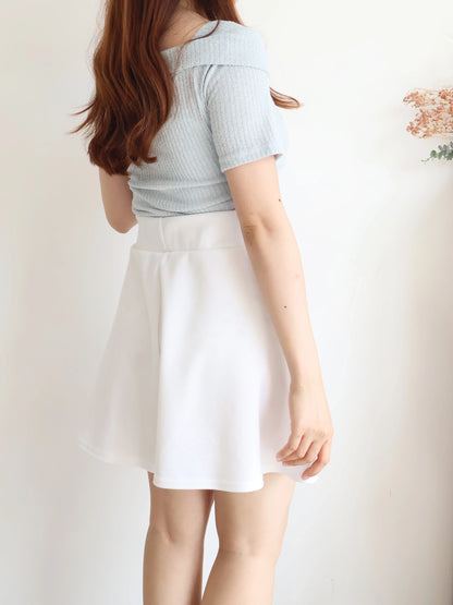 [Hidden Waistband] 365 Comfy A-Line Wide-Leg Cotton Shorts with Pockets(Ivory)