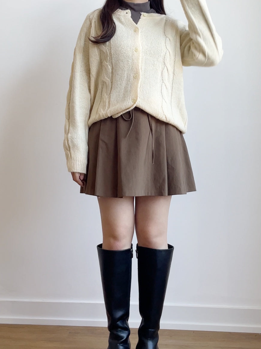 [10% WOOL] Danish Bread Twist Cardigan(Cream)