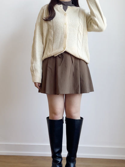 [10% WOOL] Danish Bread Twist Cardigan(Cream)