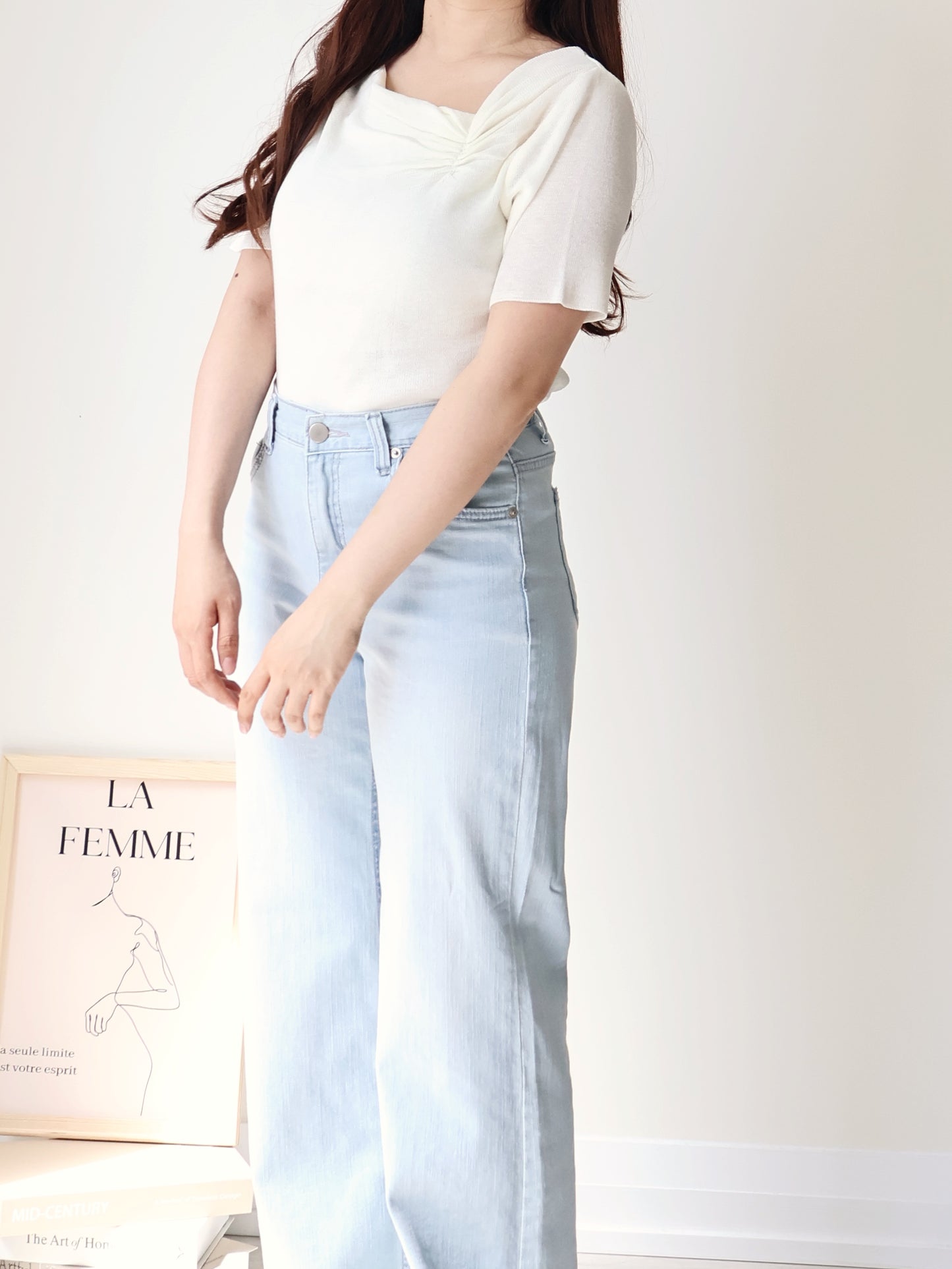 2-Way Elegant Tiered Pleat Ice Silk Knit Top(Ivory)