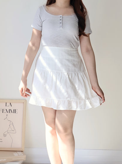 Romantic Half-Button Sheer Top(Light Grey)