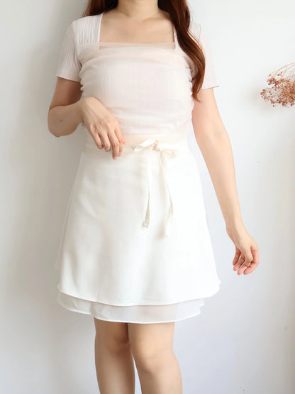 Ethereal Square-Neck Sheer Cooling Top(Peach)