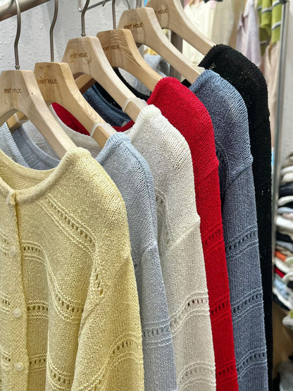 Delicate Hollow-Out Loose Knit Cardigan(5 colors)