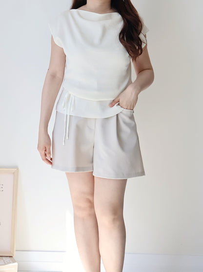 2-way French Chic Drape Neck Icy Knit Top(Cream)