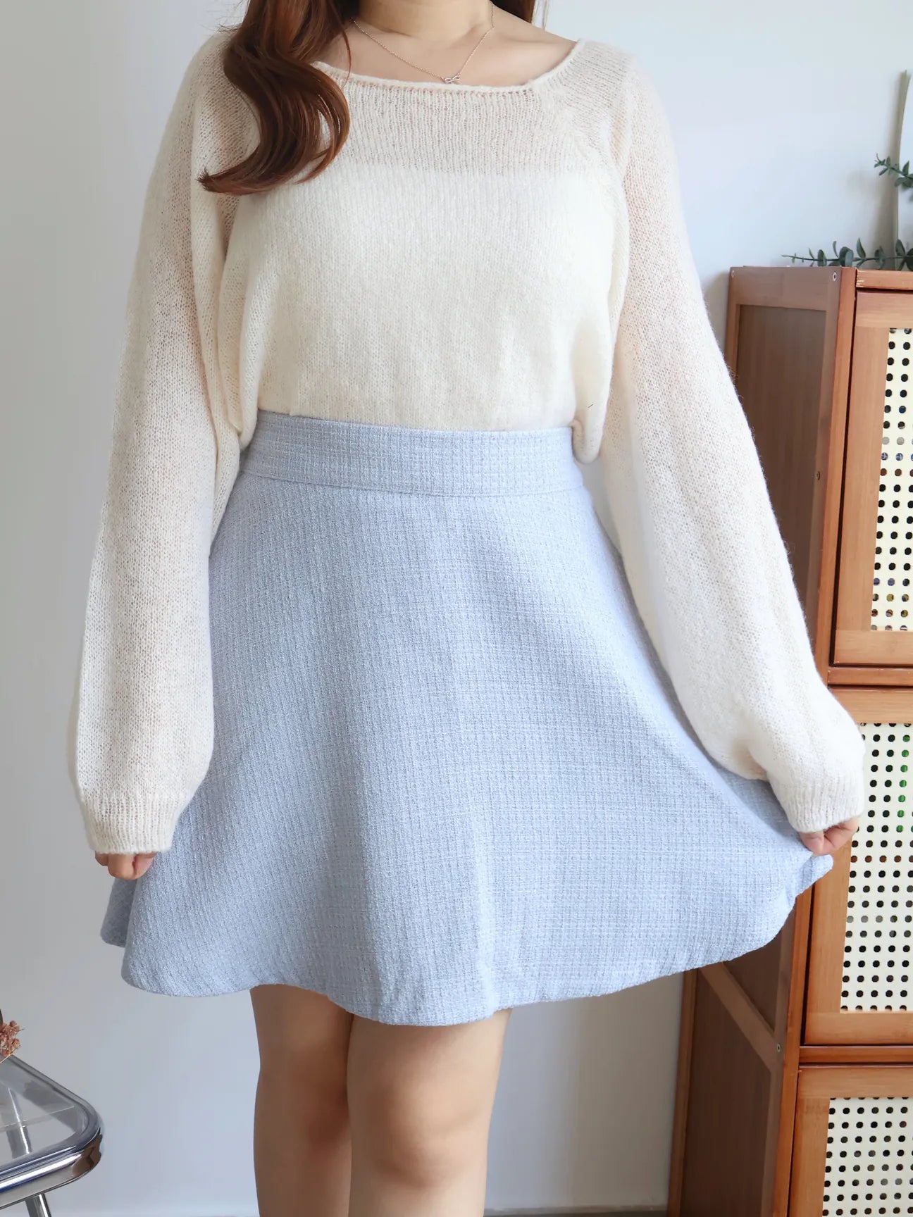 [8% Mohair] Cloud-Light Soufflé Sweater(Cream)