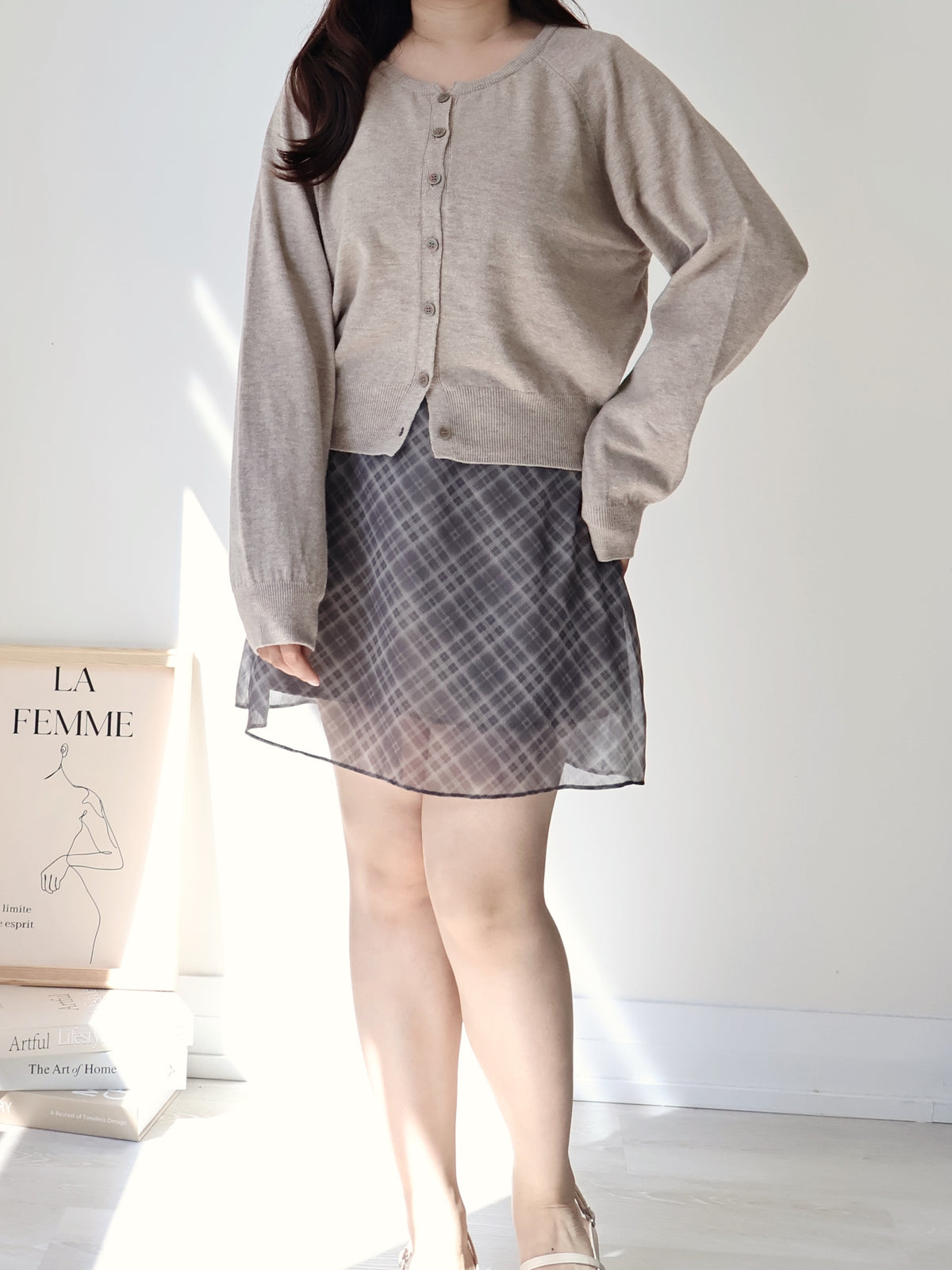 Premium Italian Cotton Soft-Touch Raglan Cardigan(Mocha)