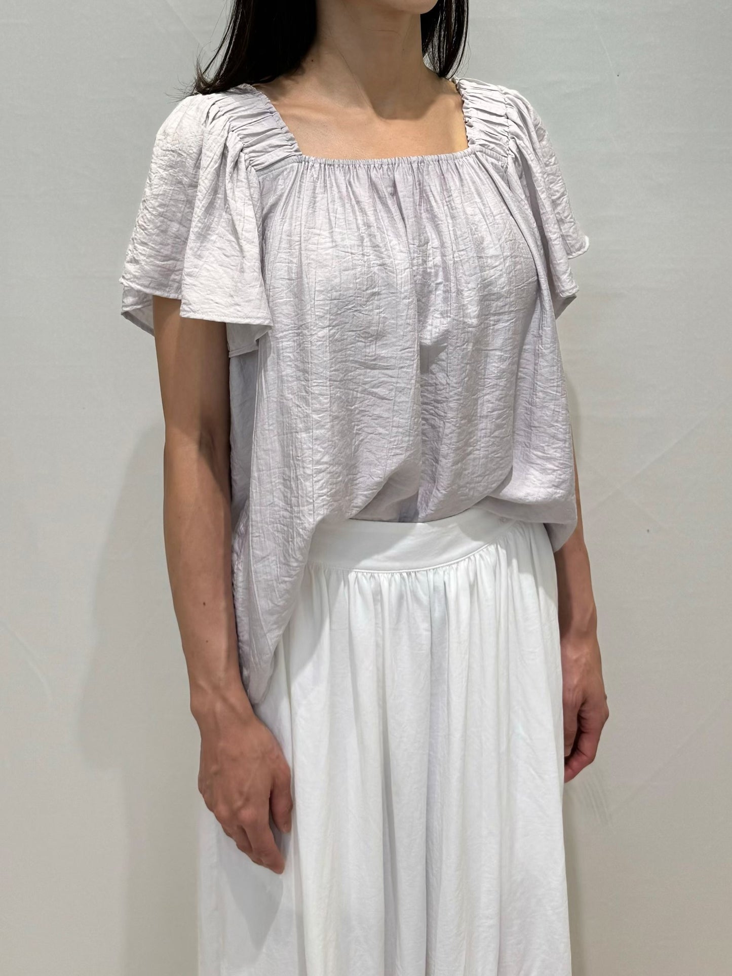 Graceful Square Neck Petal-Sleeve Chiffon Blouse(4 colors)