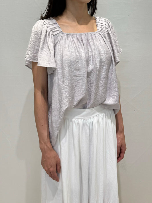 Graceful Square Neck Petal-Sleeve Chiffon Blouse(4 colors)