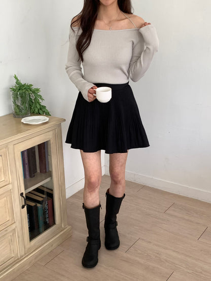 2-WAYS Boat Neck Tie-Back Knit Top(5 colors)