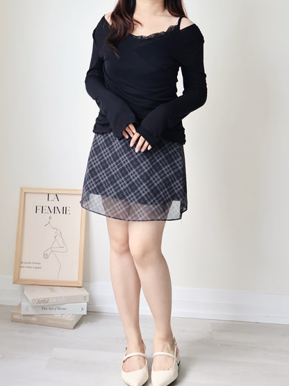 Romantic Lace Layered 2-Way Top(Black)