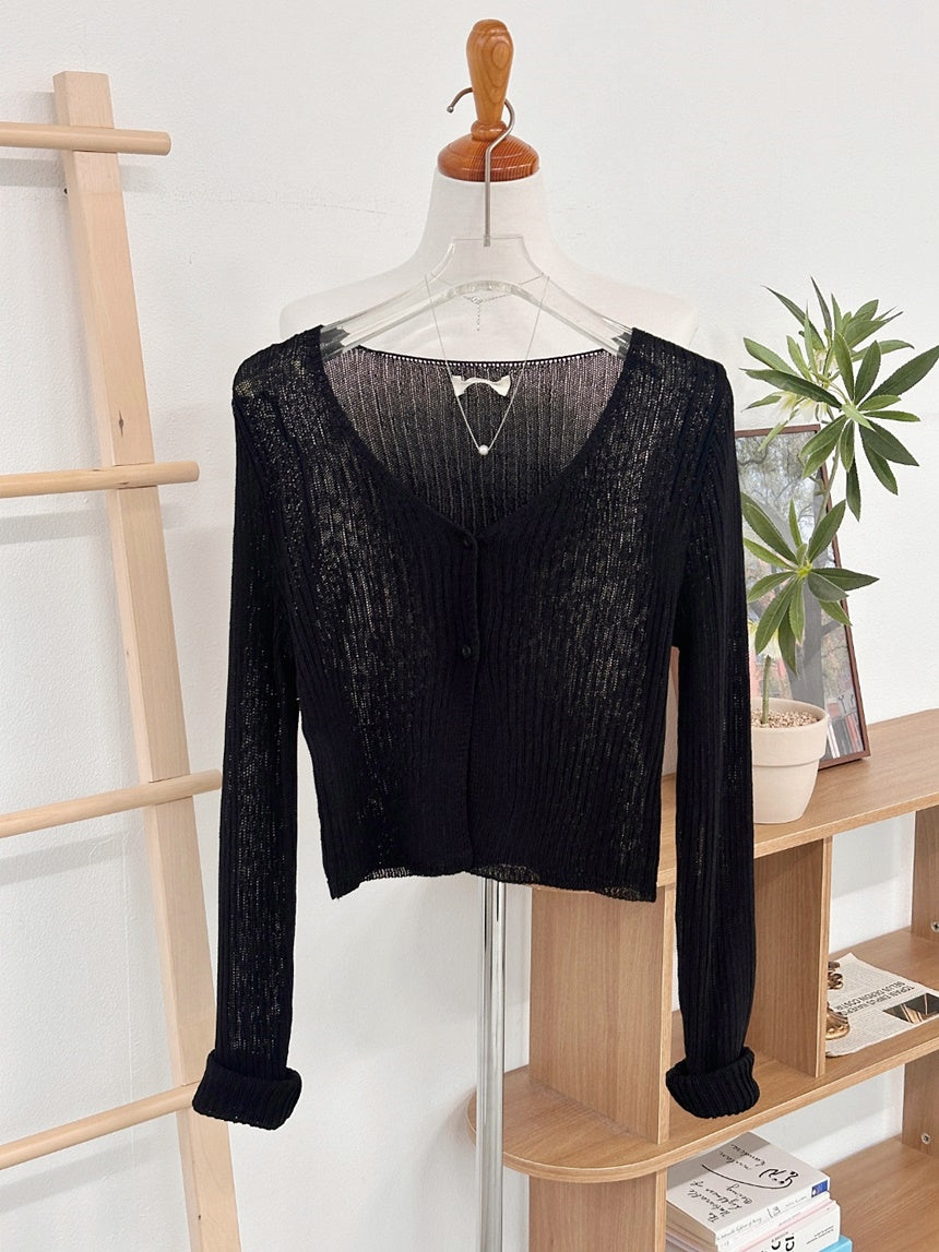 V Neck Two Buttons Knit Cardigan(5 Colors)