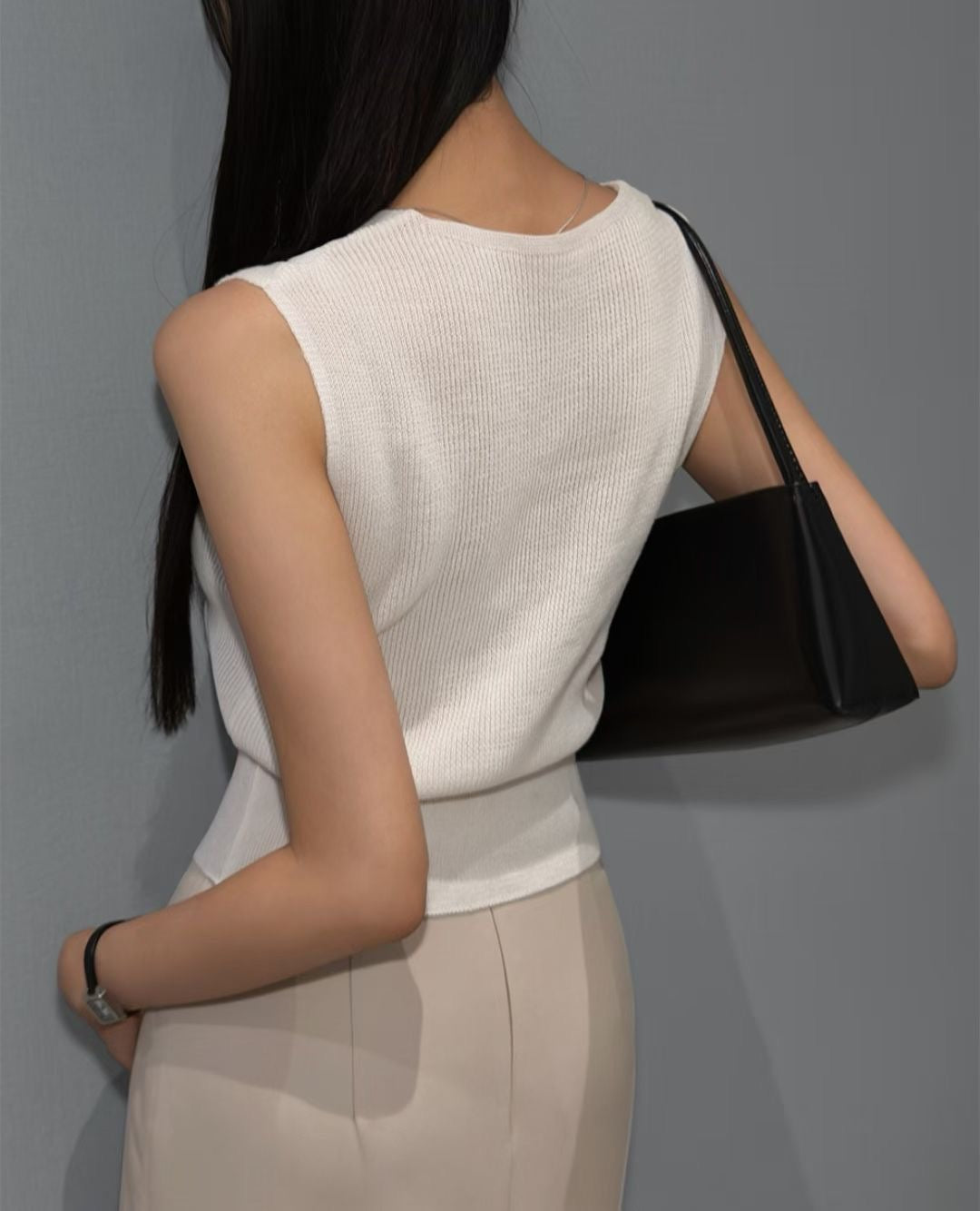 V-Neck Button-Front Knit Tank Top(4 colors)