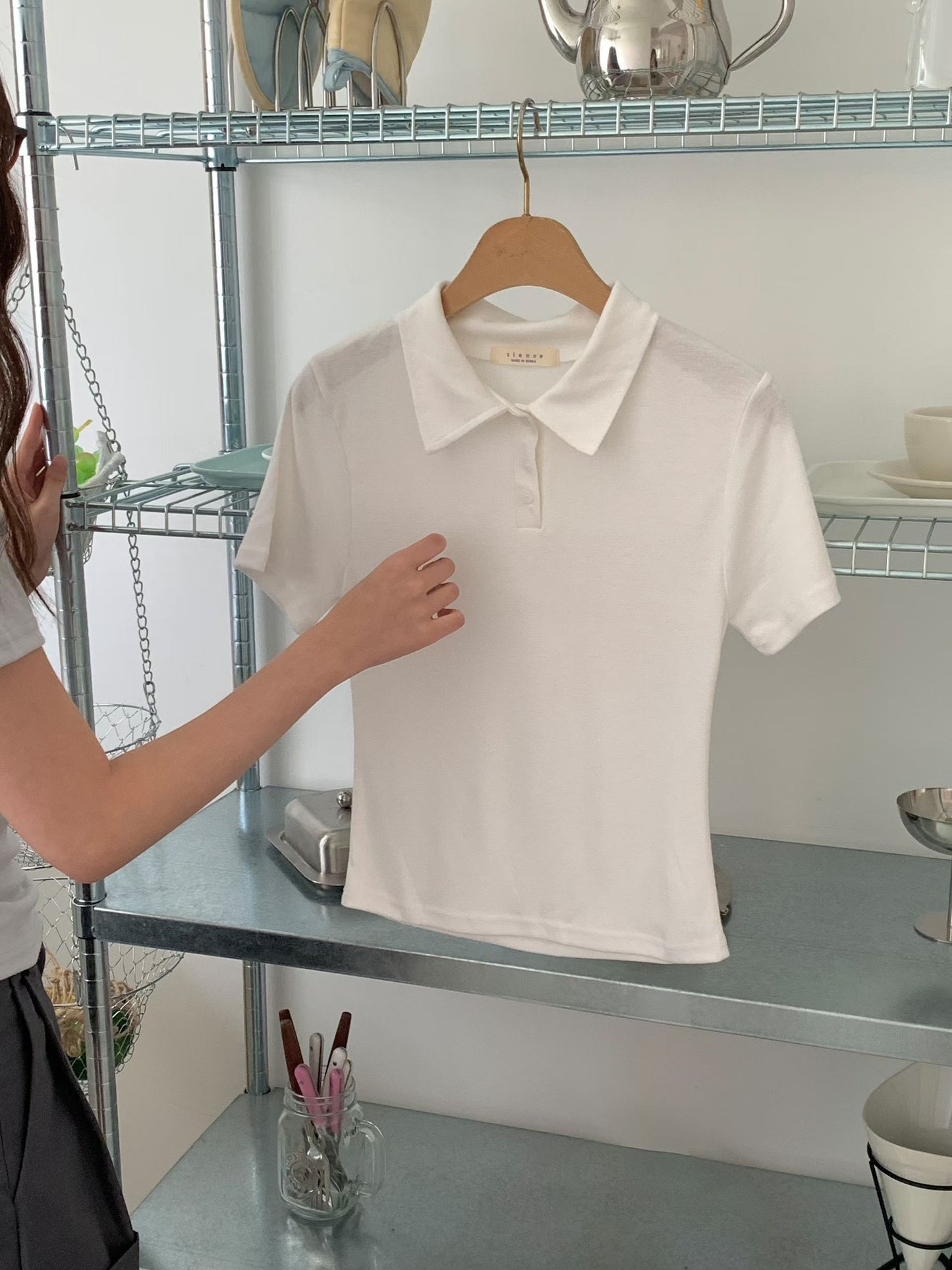 Basic Collared Button Top(3 Colors)
